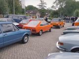 Verschillende gekleurde classic cars op een parkeerplaats